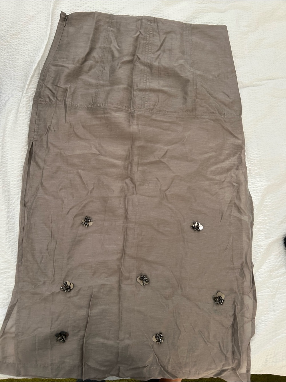 Women’s Embellished sheer Taupe Midi Skirt